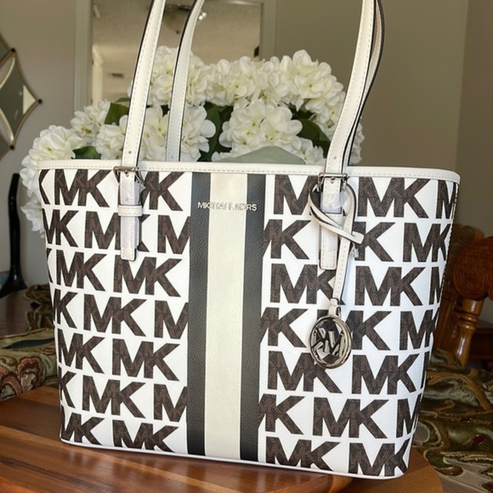 Micheal Kors Medium Logo Stripe Tote Bag